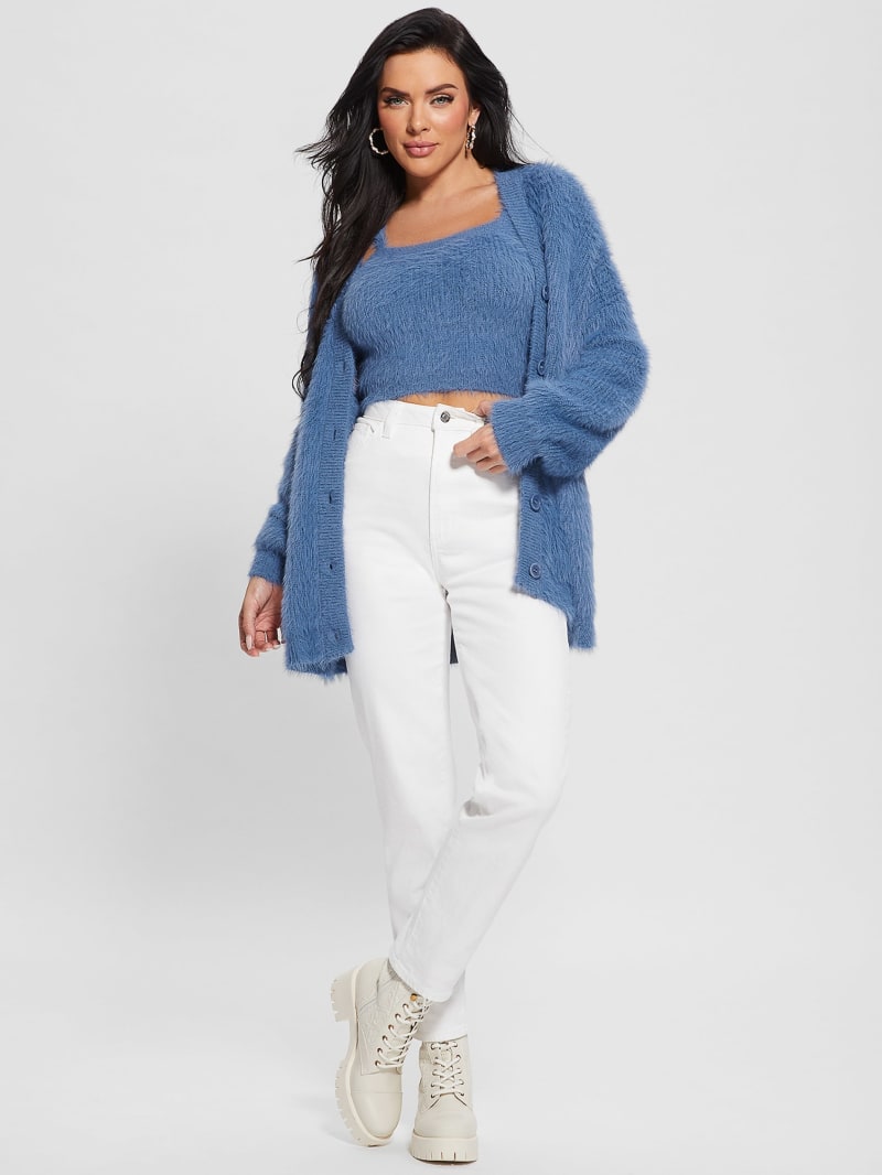 Guess Sahar Fuzzy Cardigan Sweater - Nordic Sea