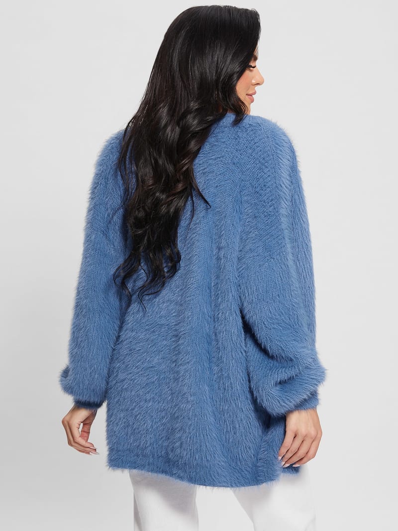 Guess Sahar Fuzzy Cardigan Sweater - Nordic Sea