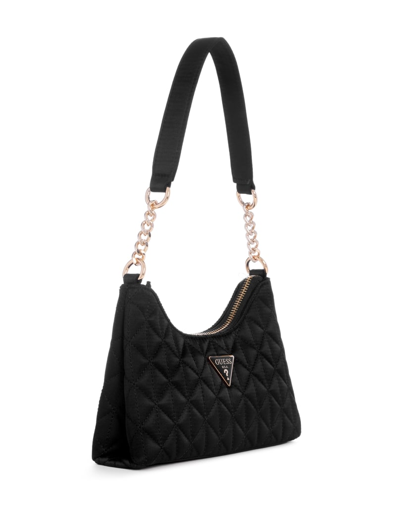 Guess Velina Quilted Satin Mini Shoulder Bag - Black