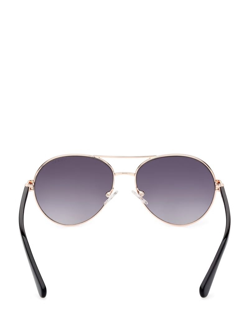 Guess Gold-Tone Aviator Sunglasses - White/Gold