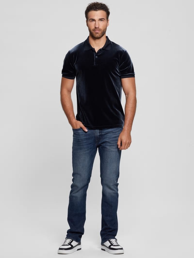 Guess Rio Liquid Velvet Polo - Bleu éLéGant