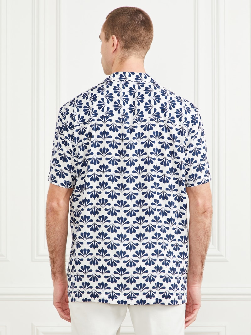 Guess Eco Billy Bowling Shirt - Blue Geoflower Print