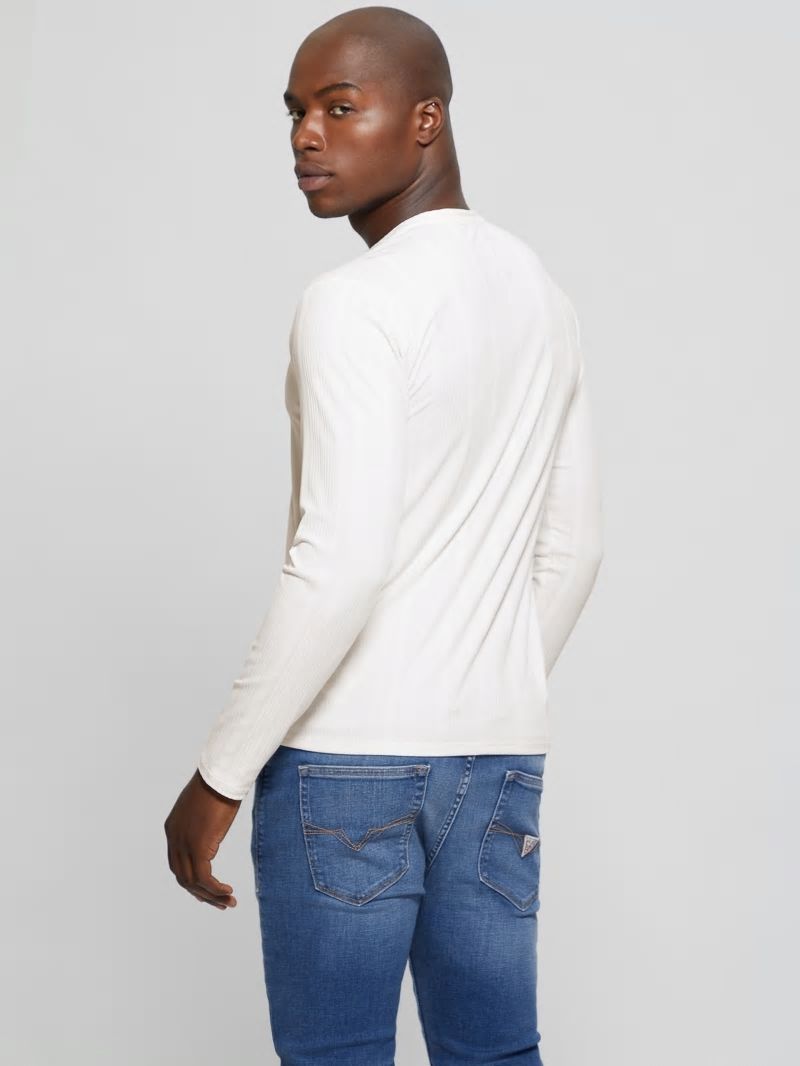 Guess Eco Brentwood Knit Henley - Salt White