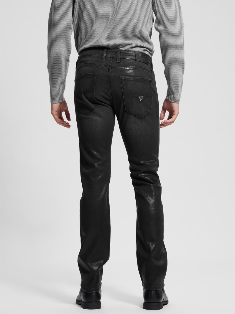 Guess Coated Straight Jeans - Slick Black Coated