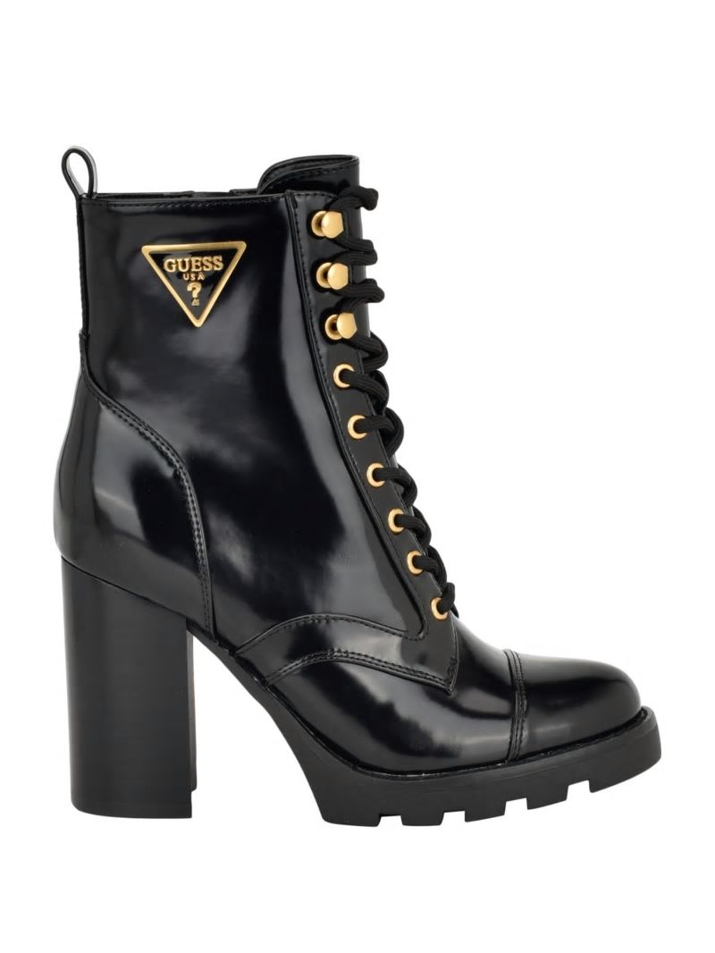 Guess Neadyn Lace-Up Heeled Moto Booties - Black 001