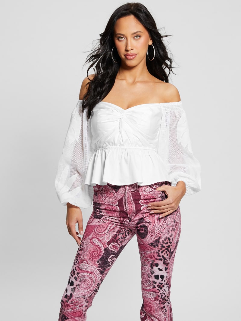 Guess Emma Off-the-Shoulder Top - Pure White