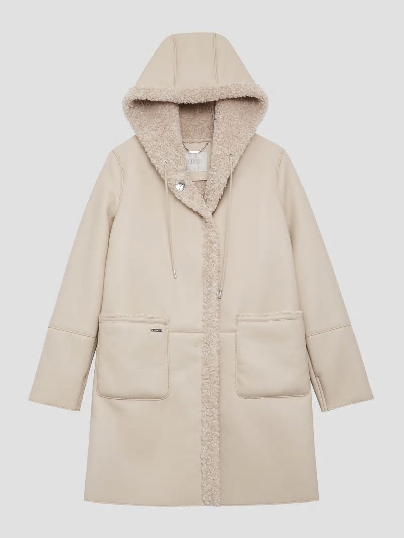 Guess Clara Hooded Parka - Pearl Oyster