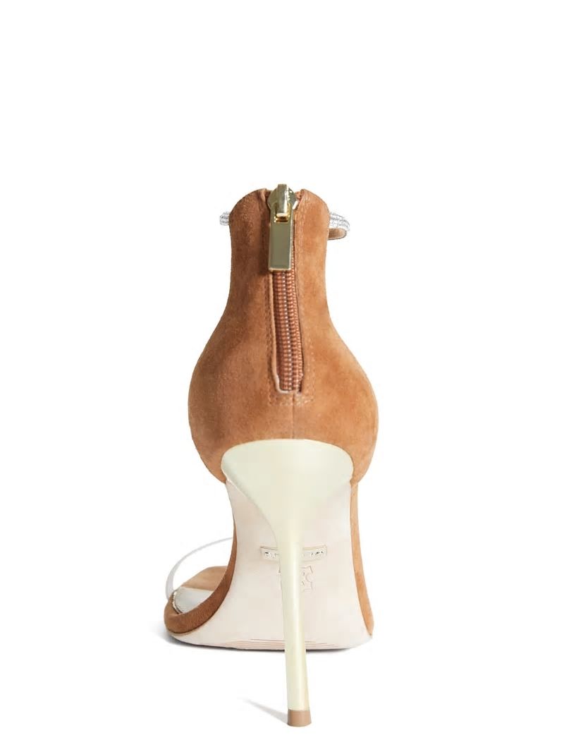 Guess Olivia Embellished Heeled Sandal - Cognac