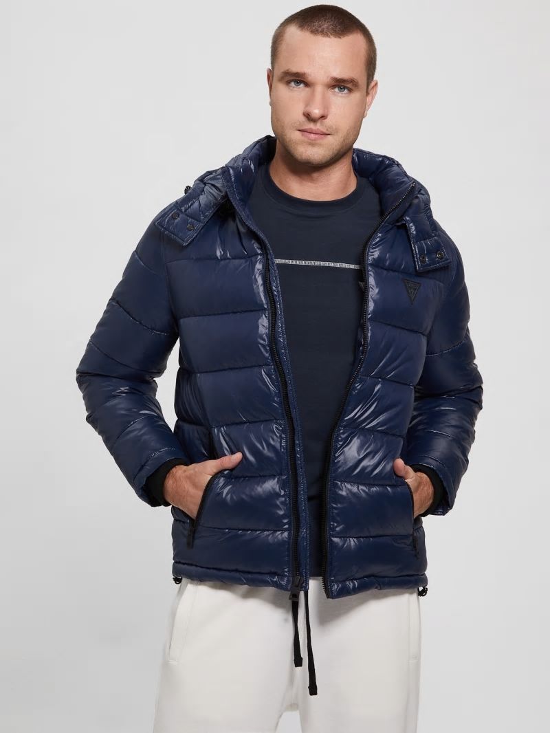 Guess Anthony Logo Puffer Jacket - Blue Navy