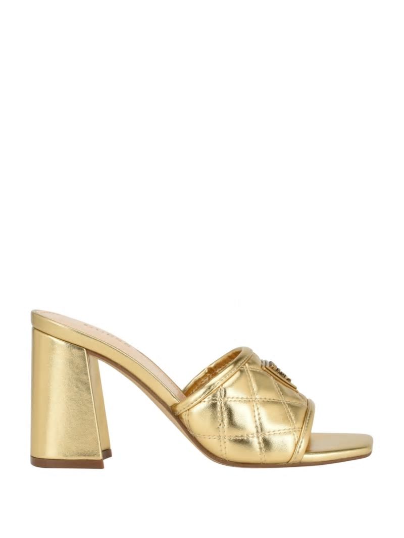 Guess Quilted Block Metallic Heels - Gold