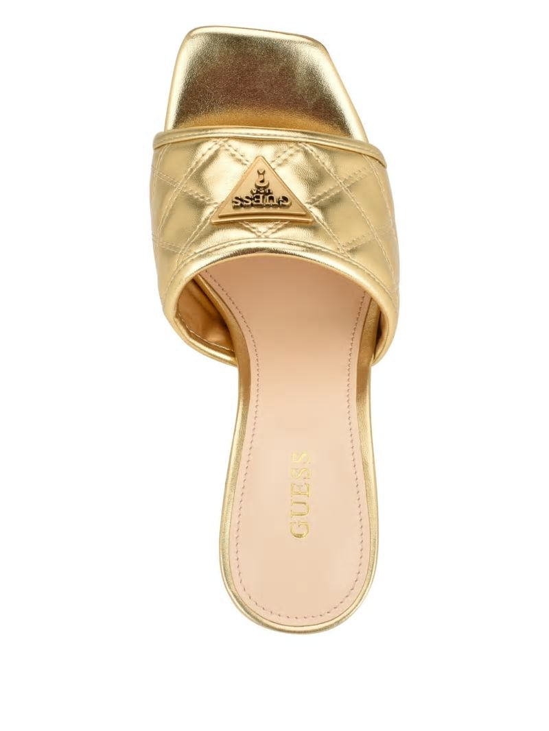 Guess Quilted Block Metallic Heels - Gold