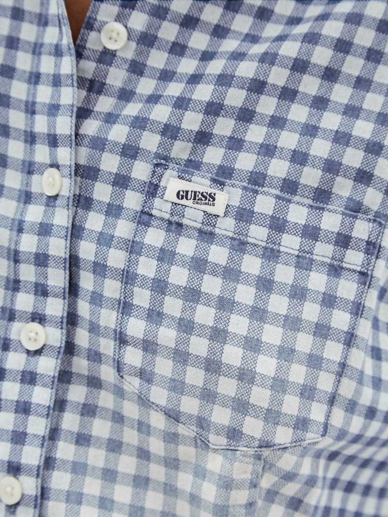 Guess GUESS Originals Gingham Tie-Front Top - Night Sky Blue Multi