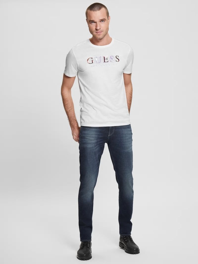 Guess Embossed Logo Tee - Clean White