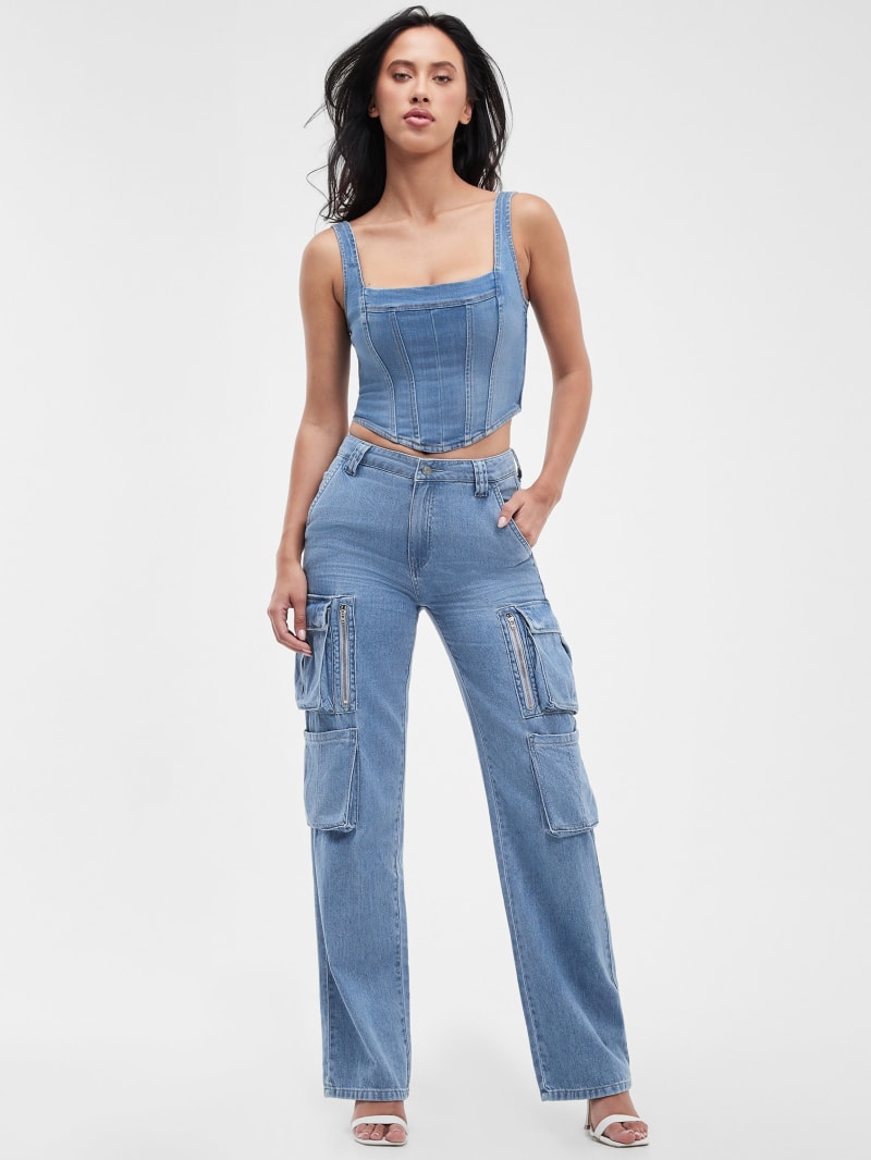 Guess Neil Denim Bustier Top - Rumble