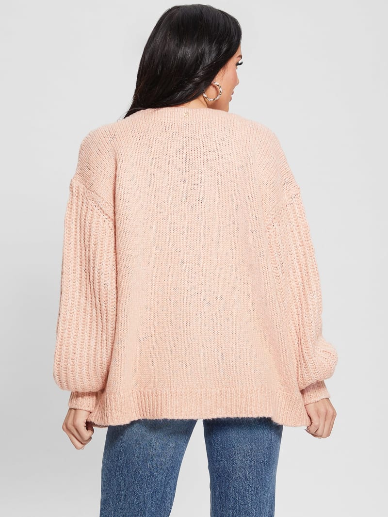 Guess Eco Hiro Knit Cardigan Sweater - Smooth Pink Multi