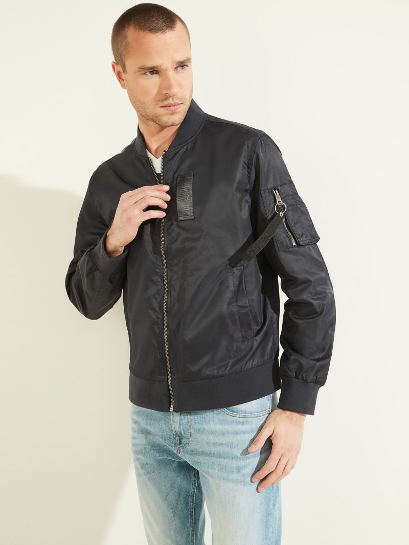 Guess Nylon Flight Jacket - Bleu éLéGant