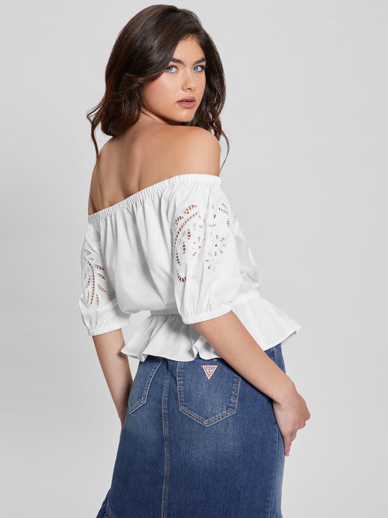 Guess Embroidered Lazo Top - Pure White