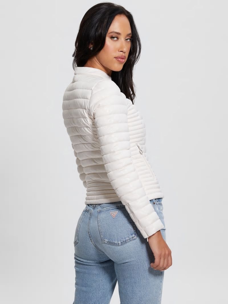 Guess Vona Quilted Logo Jacket - Parchment Tone