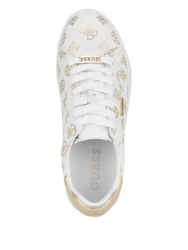 Guess Renzy Debossed Logo Low-Top Sneakers - Gold