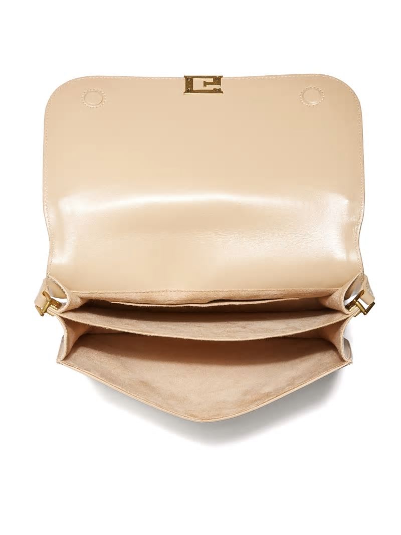 Guess Thea Medium Flap Leather Crossbody - Beige Overflow