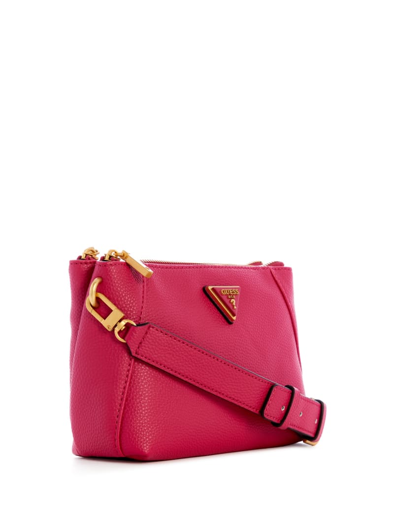 Guess Laryn Pebbled Dual-Zip Crossbody - Fuchsia