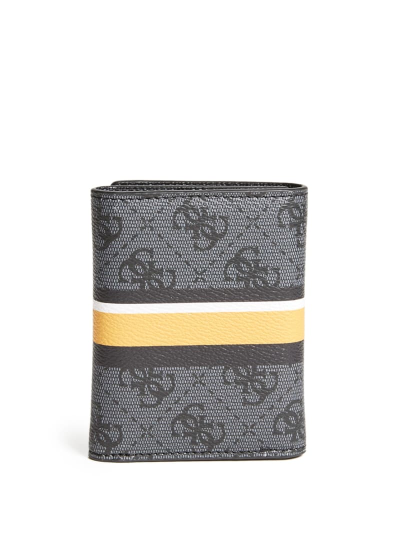 Guess Sig Logo Stripe Trifold Wallet - Black