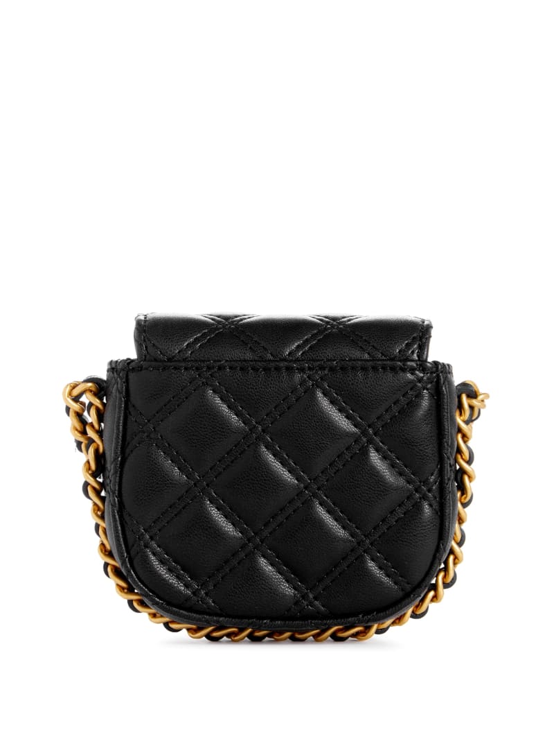 Guess Giully Quilted Micro Mini Crossbody - Black Floral Print