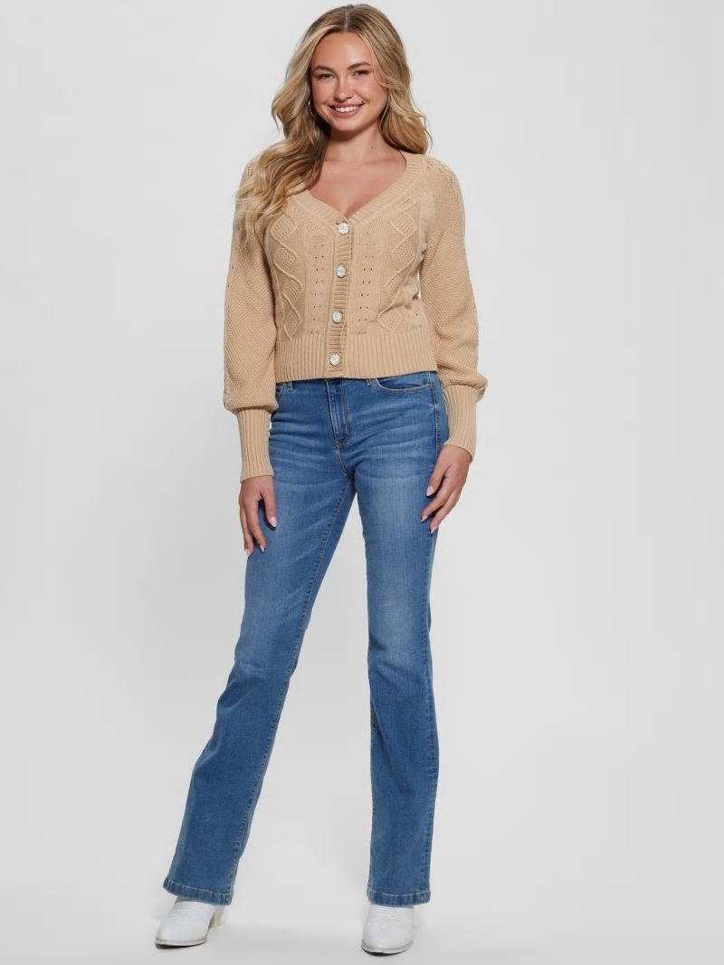 Guess Eco Brielle Cardigan Sweater - Foamy Taupe