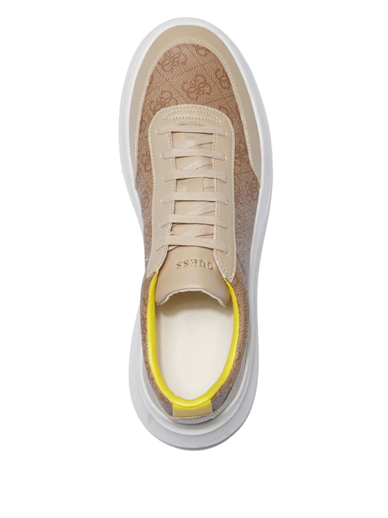 Guess Dolo Logo Low-Top Sneakers - Tan Champagne