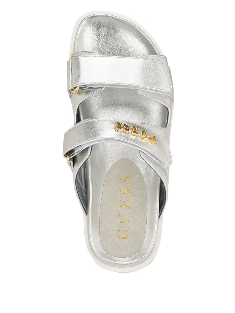 Guess Fabulon Two-Strap Slides - Silver 040