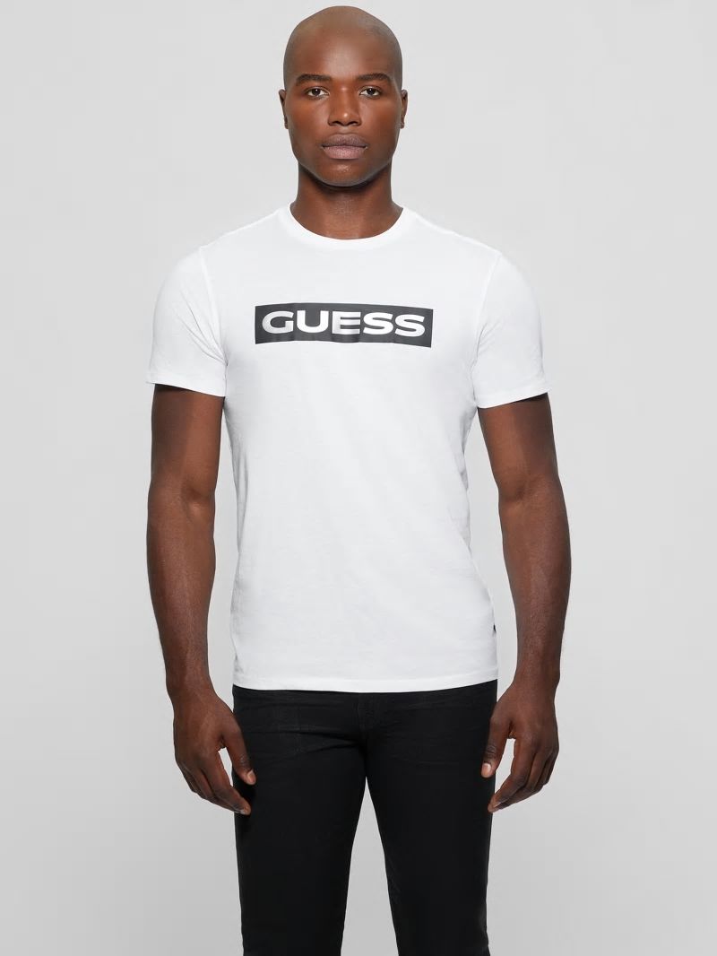 Guess Metallic Signature Tee - Pure White