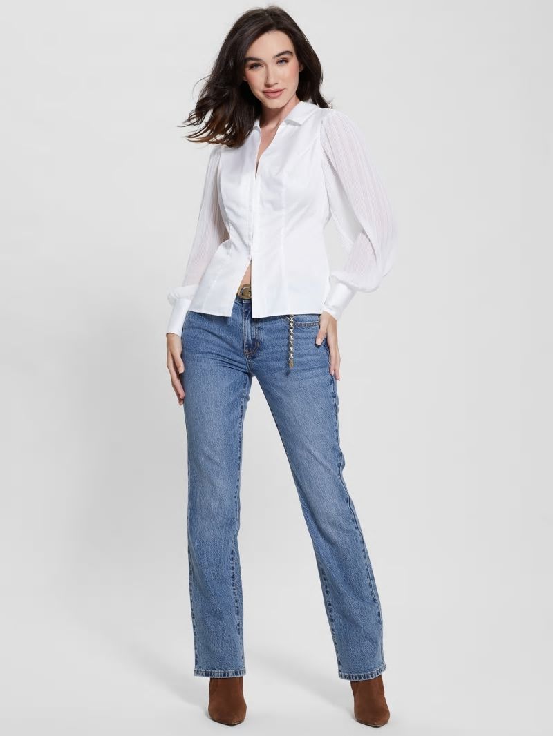 Guess Amara Pleated Shirt - Pure White