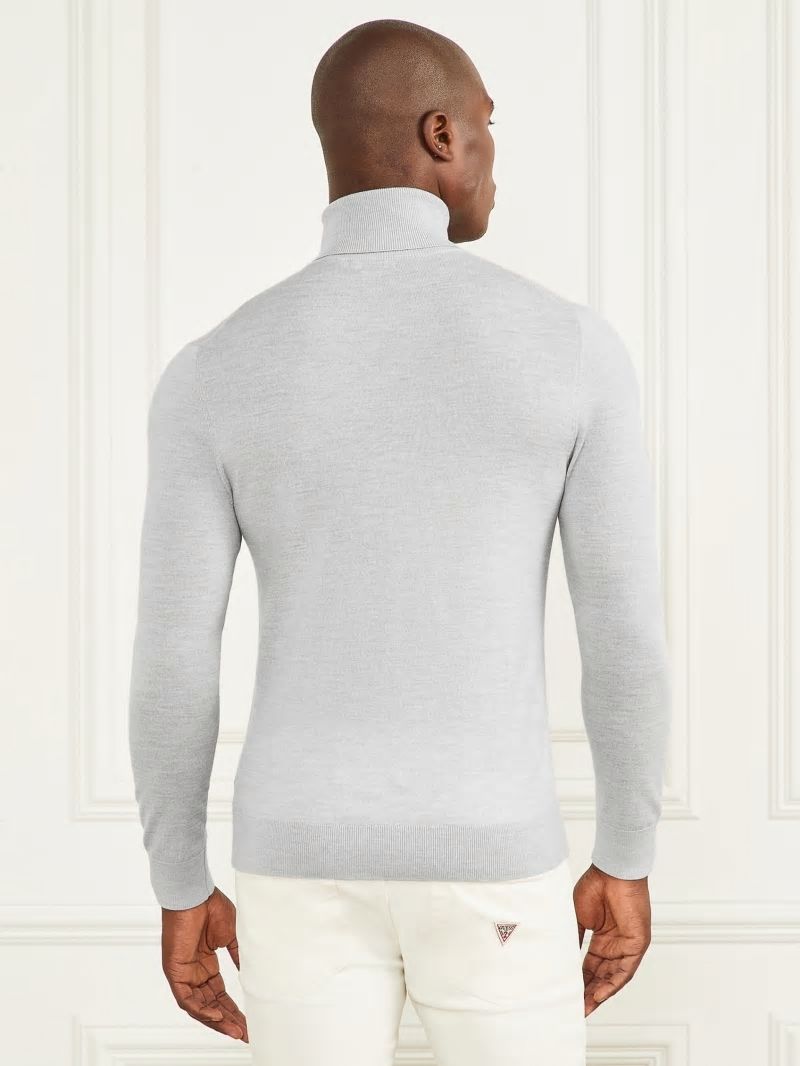 Guess Merino Wool Turtleneck Sweater - Light Stone Heather