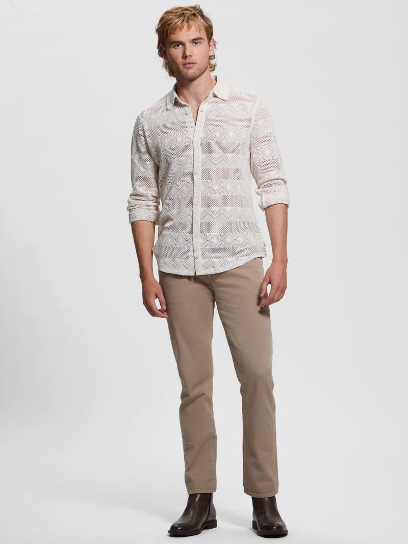 Guess Geo Crochet Shirt - Muted Stone