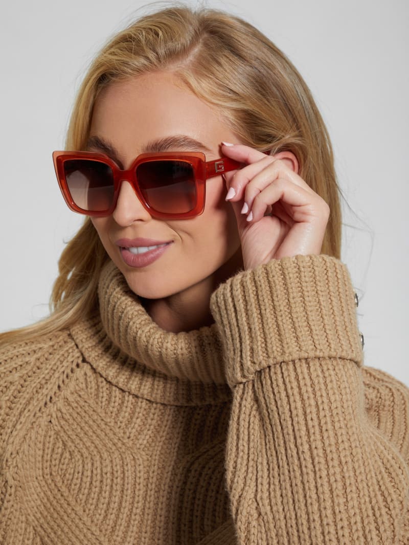 Guess Oversized Square Sunglasses - Neon Orange