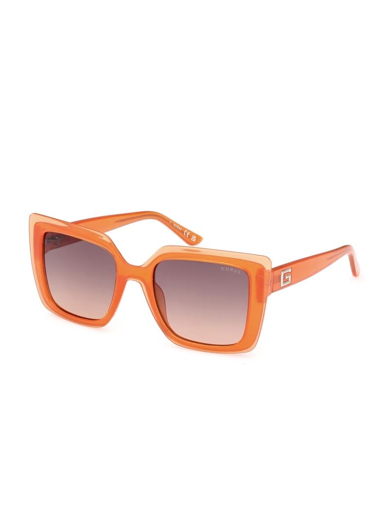 Guess Oversized Square Sunglasses - Neon Orange