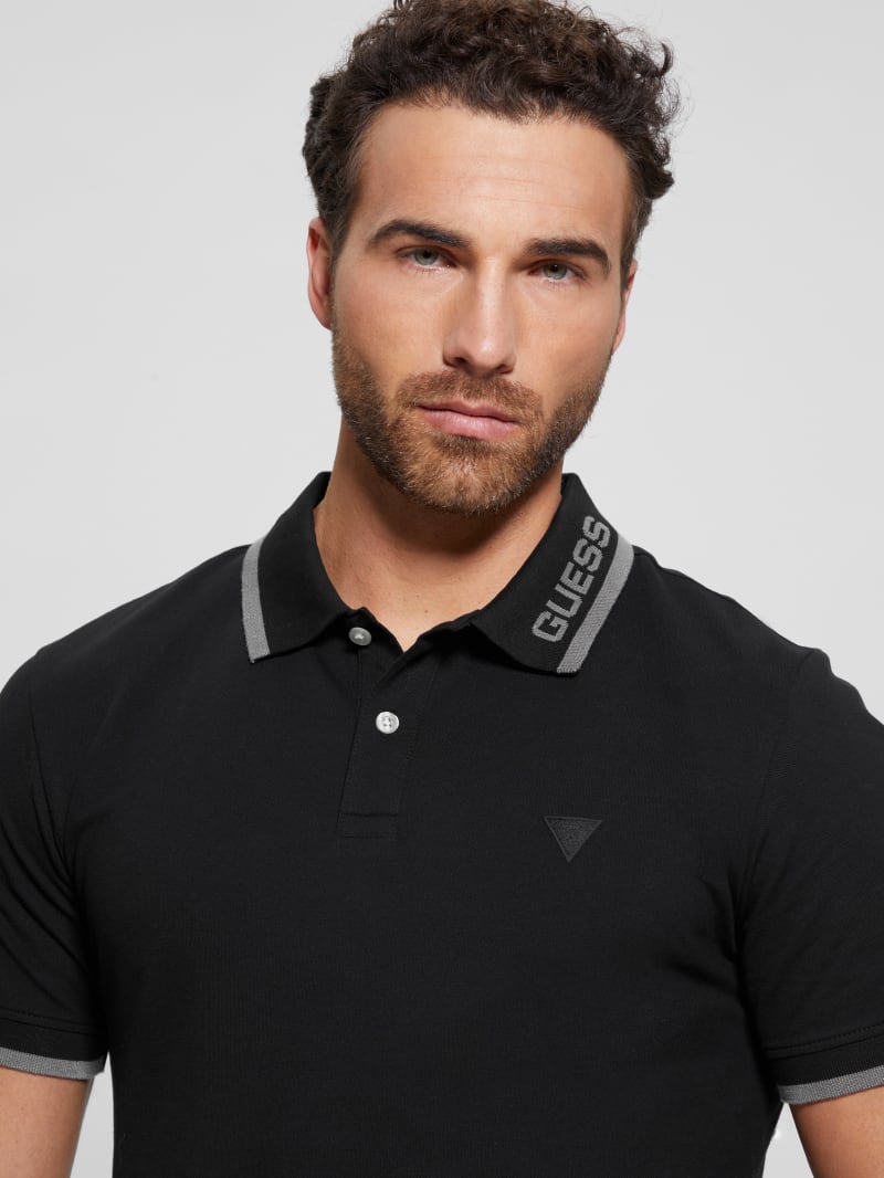 Guess Eco Lyle Logo Polo - Black