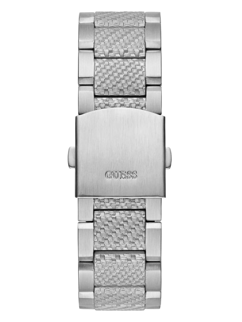 Guess Silver-Tone and Gray Textured Multifunction Watch - Silver