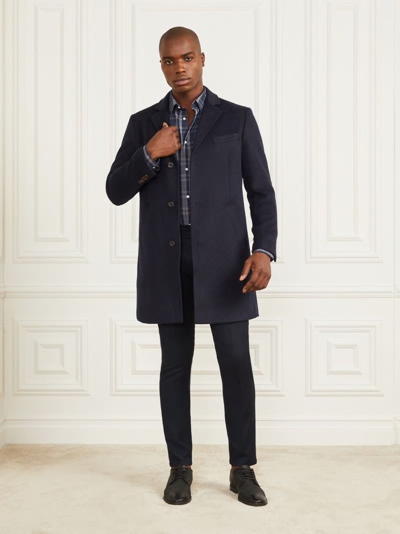 Guess Single Breasted Wool-Blend Coat - Bleu éLéGant