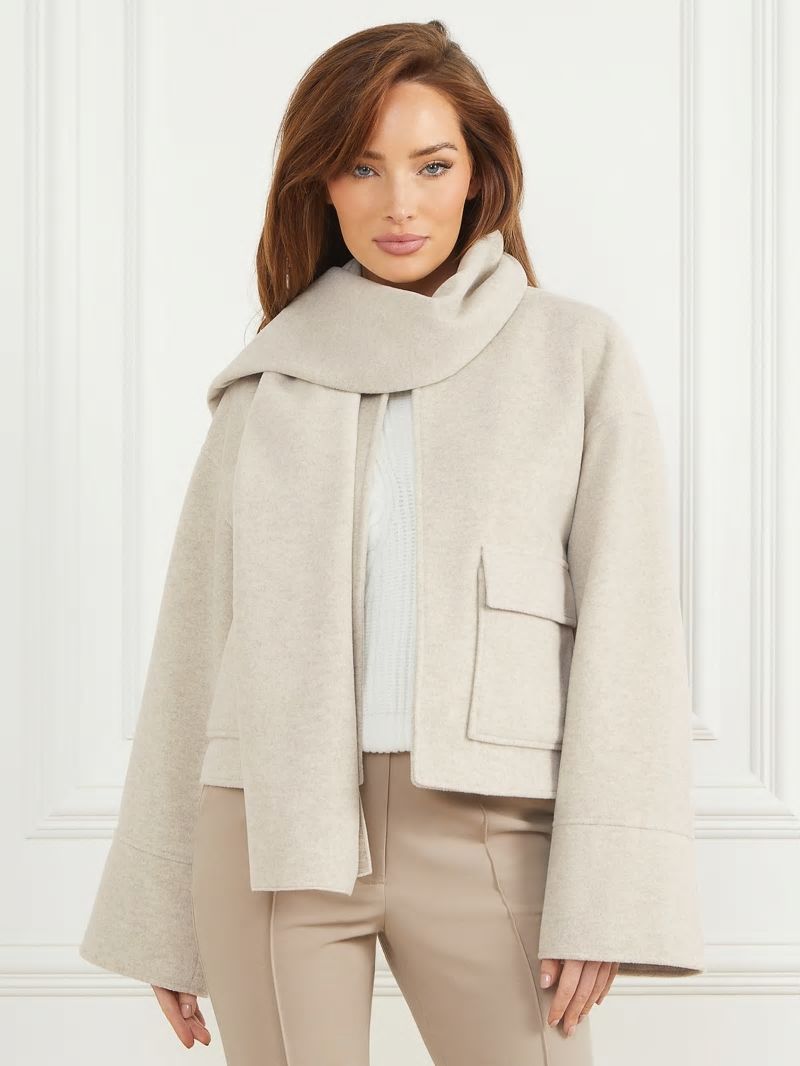 Guess Mary Jacket and Scarf Set - Light Grey Multi