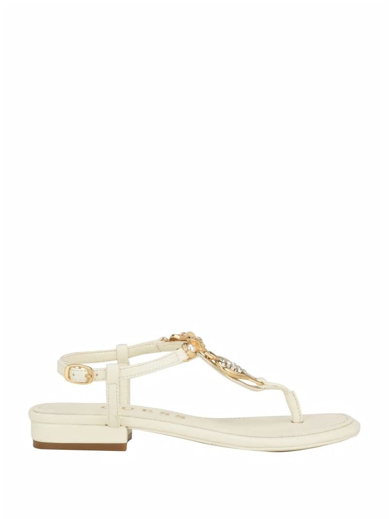 Guess Jiarella T-Strap Signature Sandal - Ivory 150