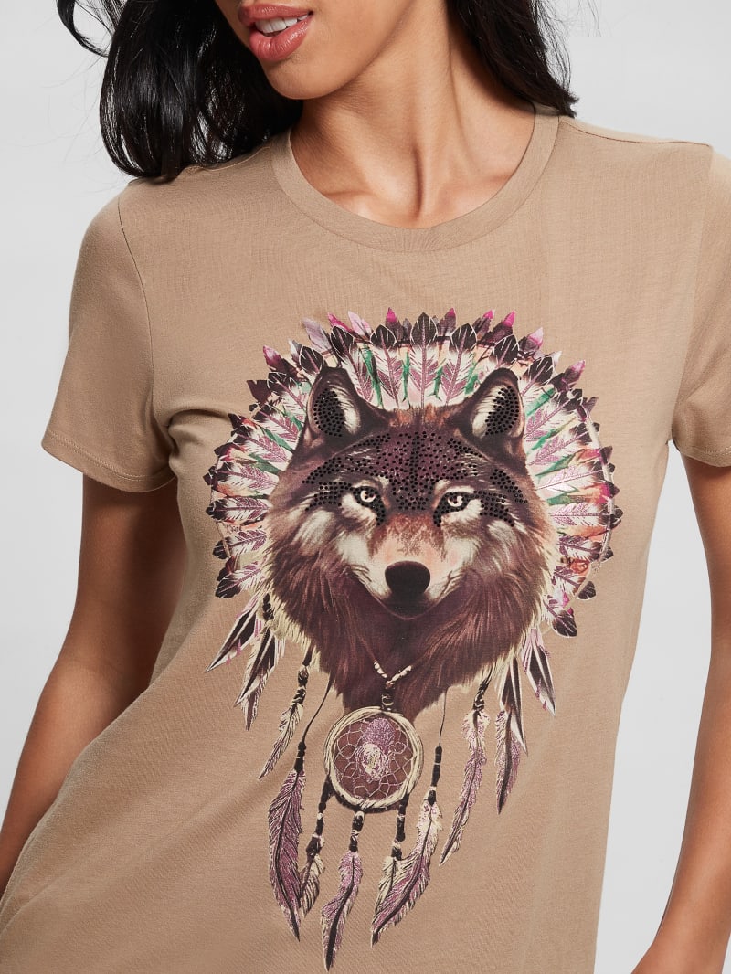 Guess Dreamcatcher Graphic Easy Tee - Wet Sand