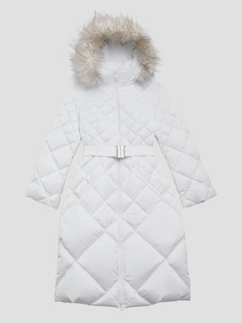 Guess Eco Olga Long Down Jacket - Pure White