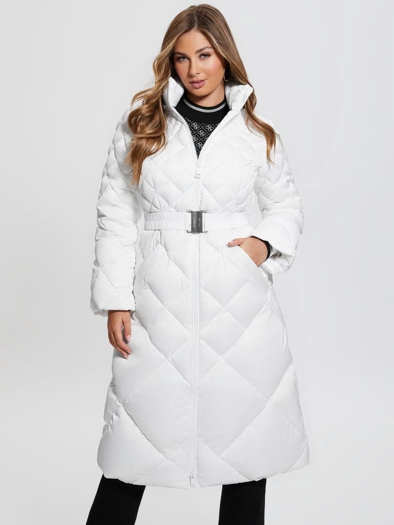 Guess Eco Olga Long Down Jacket - Pure White