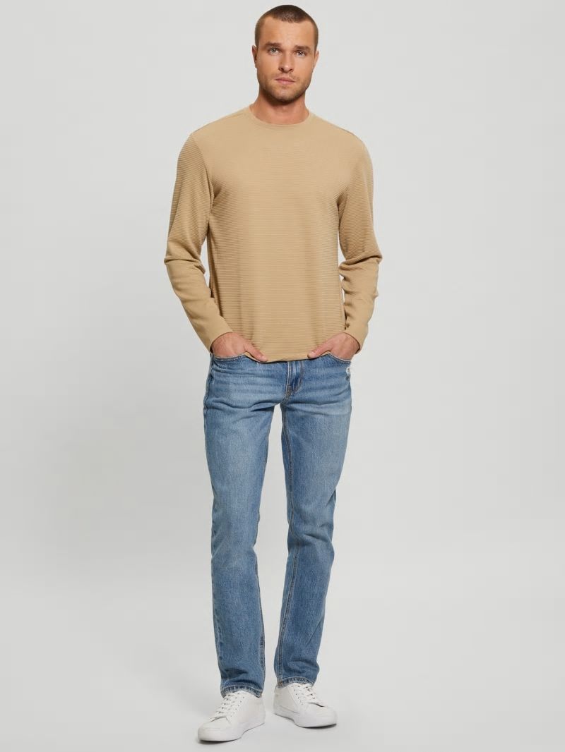 Guess Textured Long-sleeve Tee - Uniform Tan