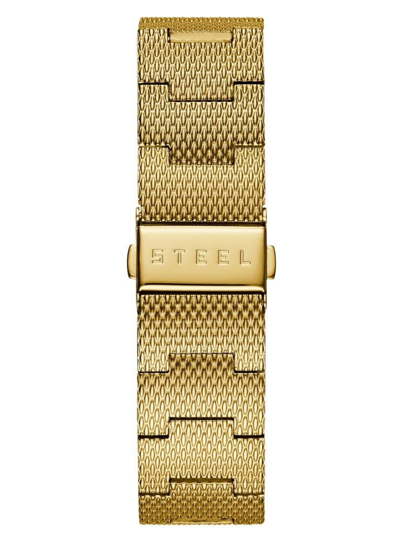 Guess Gold-Tone Slim Mesh Diamond Watch - Gold