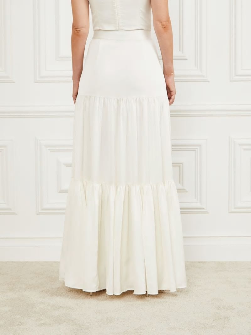 Guess Susanne Satin Maxi Skirt - Pale Pearl