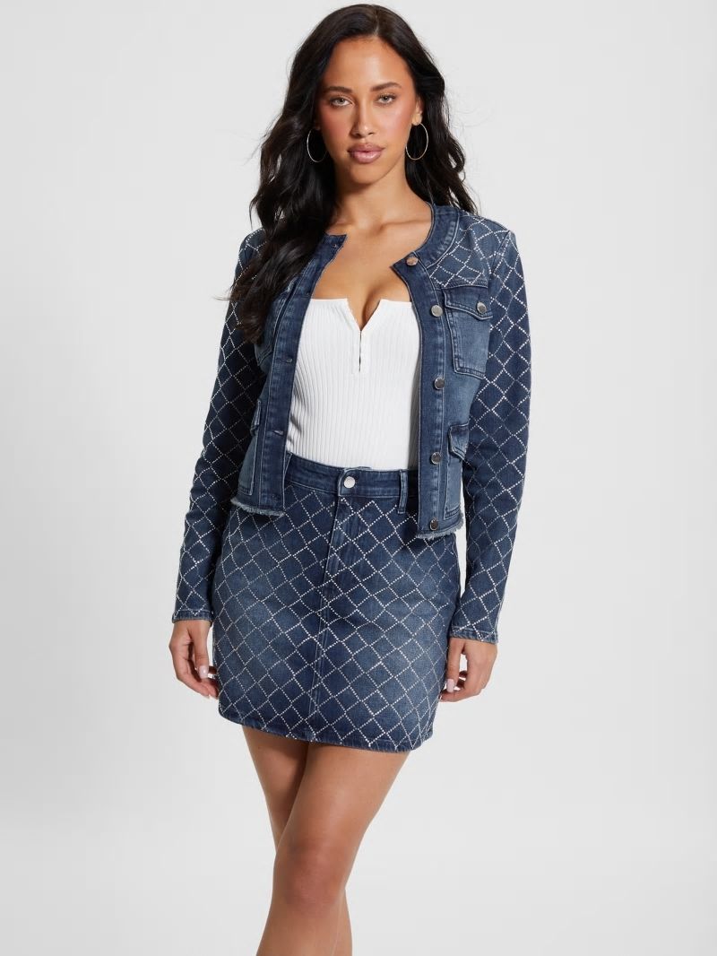 Guess Larissa Diamond Denim Jacket - Bling Ocean