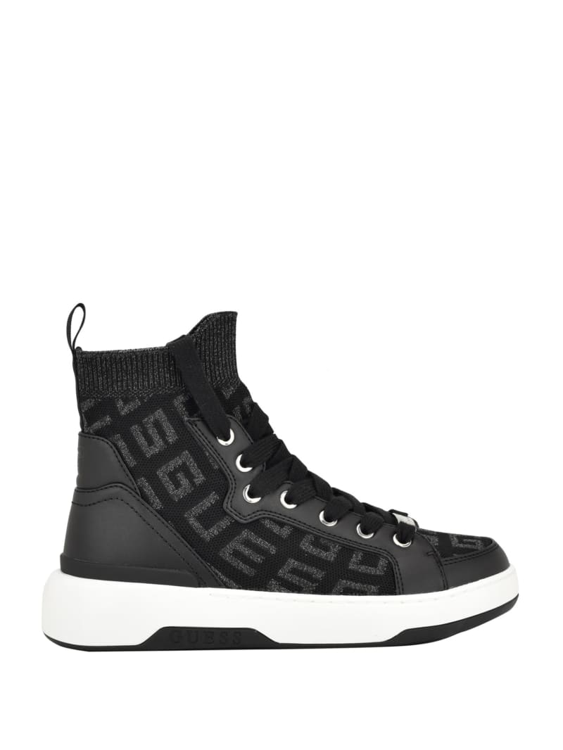 Guess Mannen Logo Knit High-Top Sneakers - Black 001