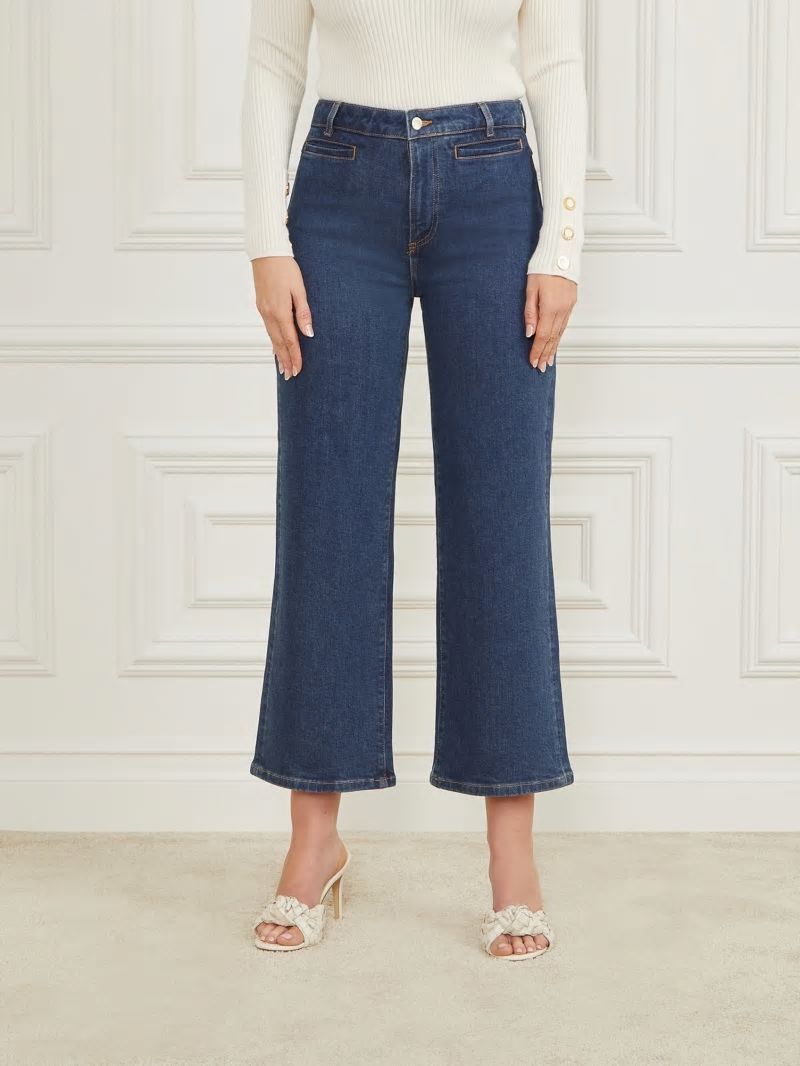 Guess Lyric Wide-Leg Denim Pant - Dark Blue Denim Wash